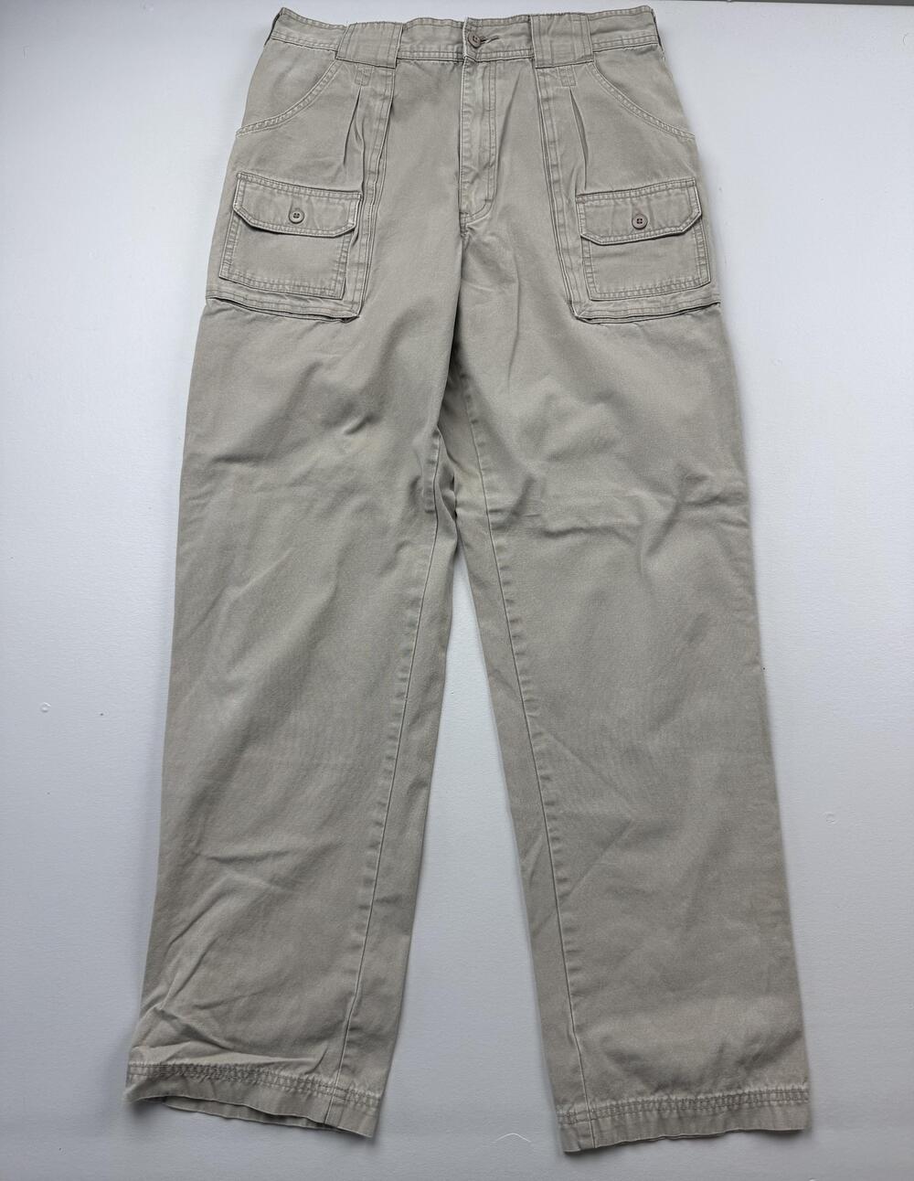 Cabela's Pants Mens 34x34 Beige Cargo 7-Pocket Hiker Relaxed Fit Canvas Outdoor
